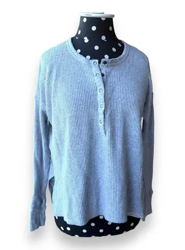 5/$65 Offline by Aerie Womens Henley Top Sz XXS Gray Waffle Thumb Holes Knit Top