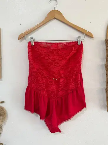 80s NOS Strapless Red Lace Teddy Size undefined