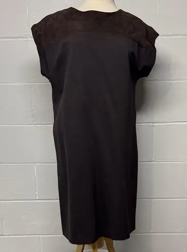 Carlisle Collection Brown With Brown Suede Neckline Shift Dress Size 10