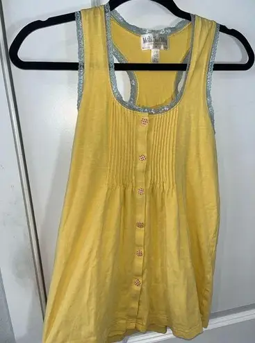Matilda Jane Sunny All Over Pleated Tank Top Racer Back Lace Frilled Size XS