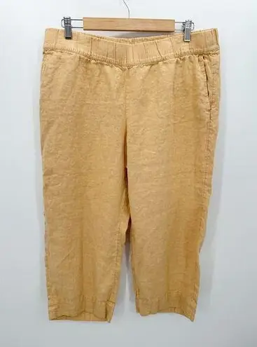 PureJill Orange Yellow Garment Dyed Linen Cropped Loose Pants Women Large Pet Size undefined