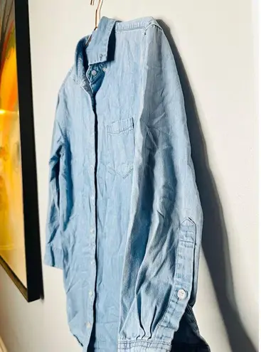 THAKOON Light Blue Wash Denim Button Up Front Mini Oversized Shirt Dress Size 4