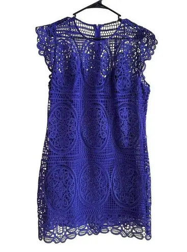 Elie Tahari Plum Lace Fit & Flare Sleeveless Dress Size 16 Elegant Design