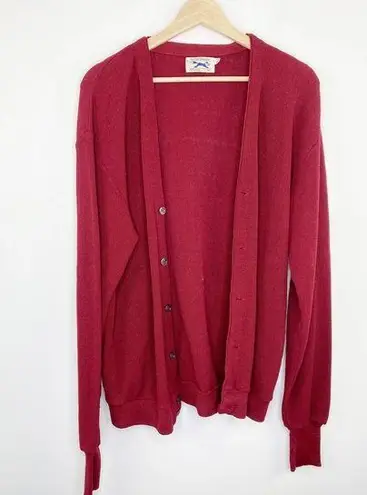 JC Penny Vtg  Red Knit Long Sleeve Cardigan Sweater Women's Size X-Large Tall XLT