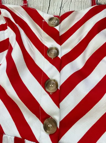 Style House Red & White Striped Button Front Midi Dress