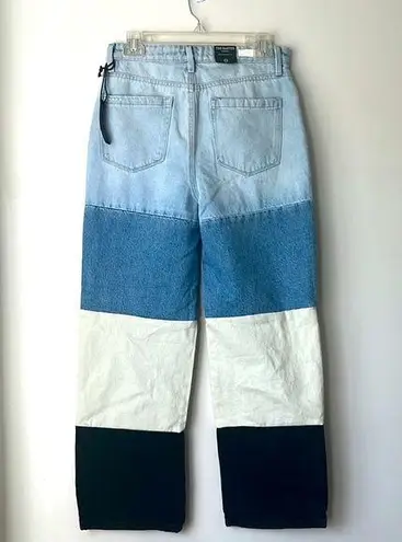 BLANK NYC Baxter Color-Block Patchwork Straight Leg Jeans in Block Him 27" NWT