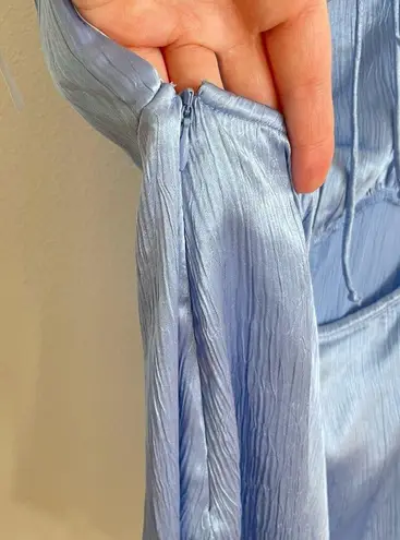 Rahi Bondi Gwen Blue Satin Open Back Romper Women’s Large NWOT Size M