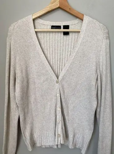 Moda International Women's Size XL Long Sleeve Knit Chic Trendy Beige Cardigan Tan