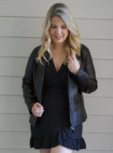 A G Milano 90's Y2K Button Front Italian Faux Leather Brown Blazer Jacket Sz M Size M