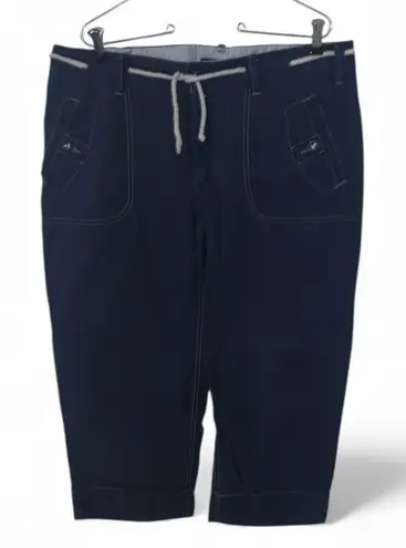 North River Navy Blue Capris with Rope Belt Anchor Buttons Nautical