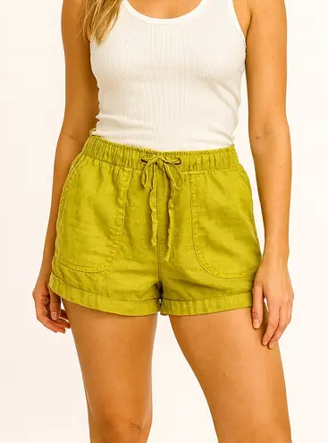 C&C California Size Small 100% Linen High-Rise Mustard Yellow Shorts. - Image 1