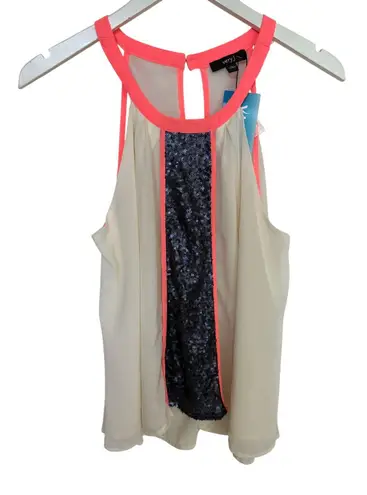 Very J Sequin Front Tank Top - Large