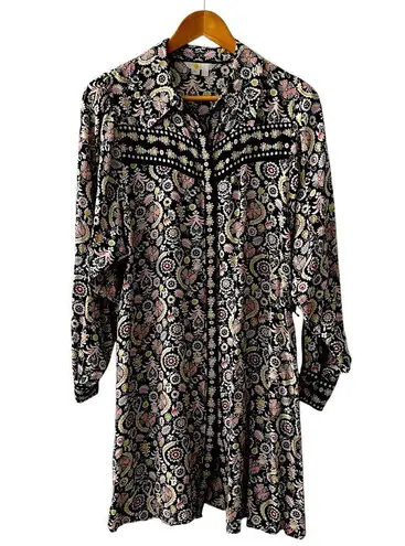 Boden Floral Western Mini Shirt Dress 10R Black Size undefined
