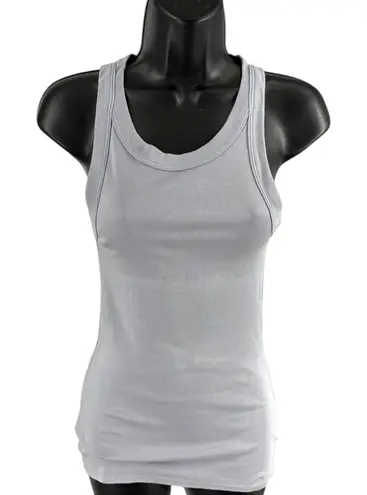 Enza Costa Ribbed Tank Top Light Blue Pima Cotton Racerback Size S Gray