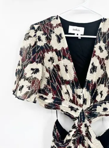 Ba&sh Kandy Printed Metallic Fil Coupe Maxi Dress Cut Out Size M