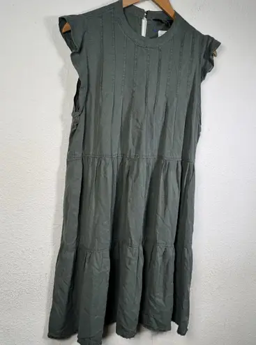Velvet Heart Shelly Tiered Cap Sleeve Dress In Washed Out Olive Size L