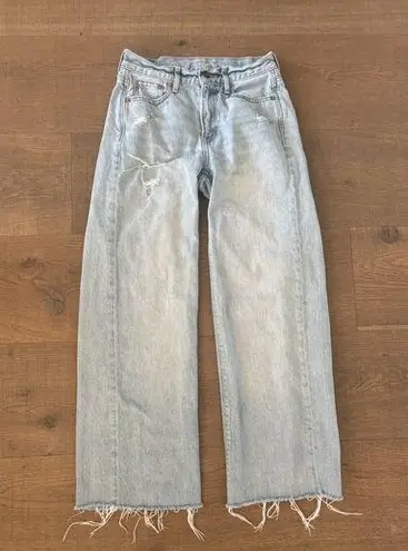 American Eagle  wide leg distressed raw hem jeans