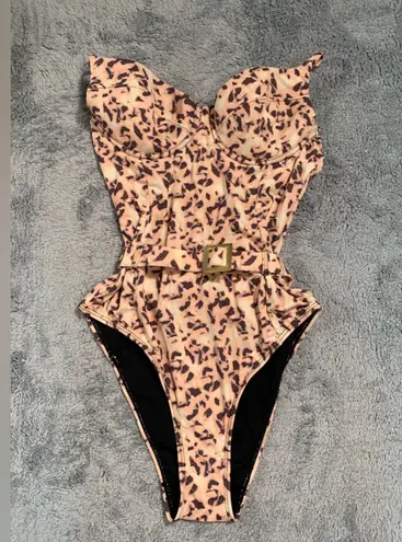 We Wore What small swim suit cheetah print one piece