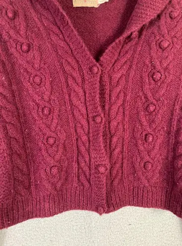 Vintage J. Crew Unisex Burgundy Shetland Wool Cardigan Sweater Size M Red Size M