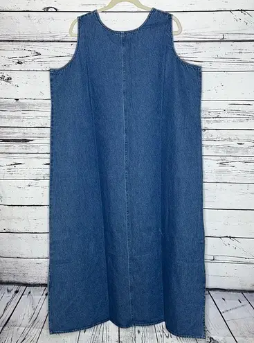 Denim & Co NWT Sz 2X Floral - Paisley Embroidered & Embellished Denim Maxi Dress