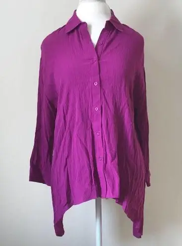 Ro & De  Gauze shark bite hem purple blouse