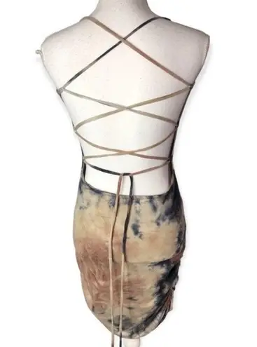 Heart & Hips Heart Hips Tie-Dye Ruched Criss Cross Back Bodycon Dress