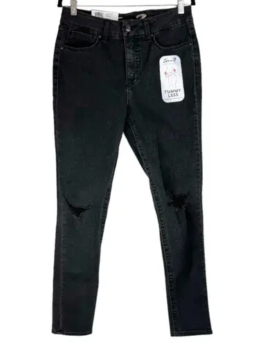 Seven7 NWT  Tummyless High Rise Skinny Jeans Sz 10 Black Distressed