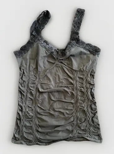 Yahada‎ Babydoll Lace Trim Cami Size Medium Fitted Ribbed Stretch Y2K Whimsigoth