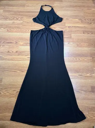 Retrofête black bodycon cut-out maxi RAVEN DRESS size XL