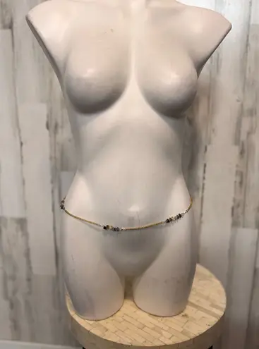 Gold Waist Chain with Multicolor Beads – Adjustable Body Chain Jewelry