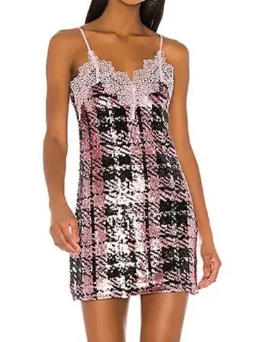 NBD  NWT Ansley Pink Black and Silver Sequin Mini Dress XL