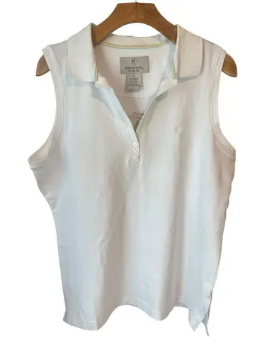 Browning Sleeveless Top Womens XL White V Neck Button Collared Tank Shirt NWT