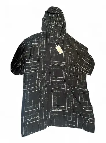 Johnny Was NWT Pete & Greta x Houston Silk Tunic Hoodie – Black & White (XL)