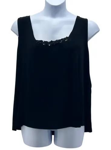 Slinky Brand Embellished Tank Top Black 3X
