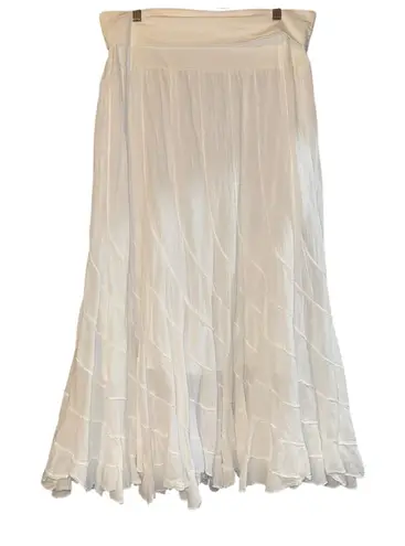 Cute Options Gauze Pleated Midi Skirt Size Large Cottage Country Prairie Fairy White