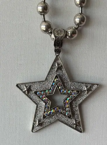Sparkling Crystal star pendant on a 16” ball chain necklace Silver