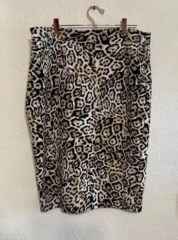 Thalia Sodi New Women Leopard Animal Pencil Print Skirt Size XXL elastic waist