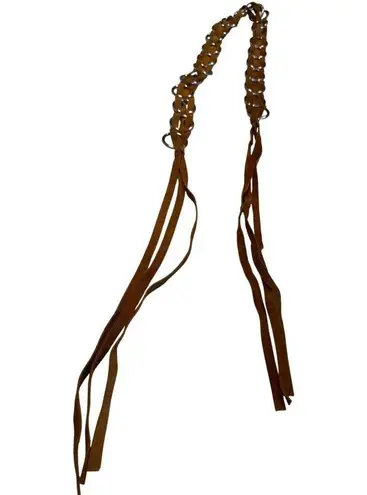 Brown Leather & Silver Hoop womens leather belt SKU 6996