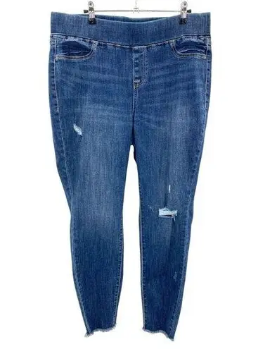 Lane Bryant  High Rise Pull-On Denim Jean‎ Jeggings Size 16 Distressed Raw Hem