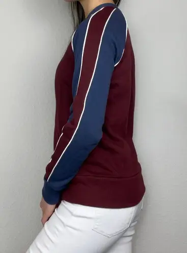 Alternative Apparel Maroon Red, Navy Blue, & White Bomber Zip-Up Track Jacket