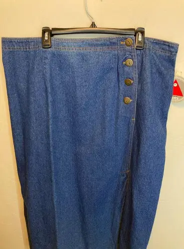 American Vintage Vintage Deadstock Blue Denim Midi Length A-Symmetrical Skirt Plus Size 26W