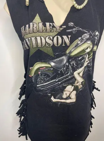 Harley Davidson  Motorcycles Custom Embellished T Shirt Pearls Vintage Small