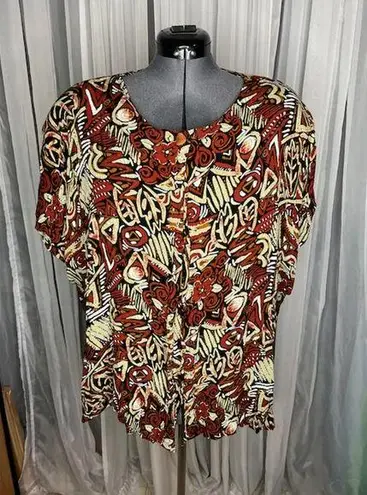 button up blouse 1980s rust tan Brown Size 26