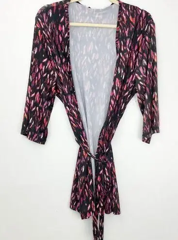 5 TWO 3 New Robe Cardigan Lightweight Knit Kimono Jacket Black Pink