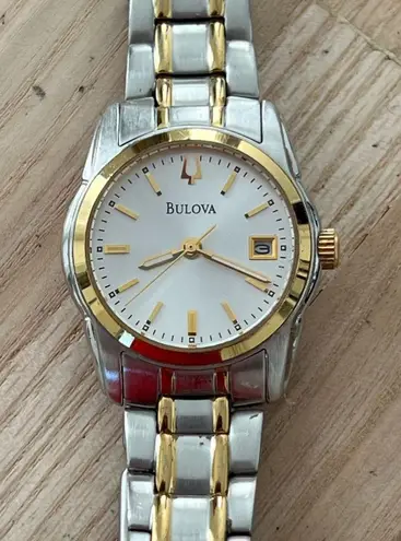 Bulova Ladies Watch Two-Tone Bracelet Round Stainless Steel Dial Date Window