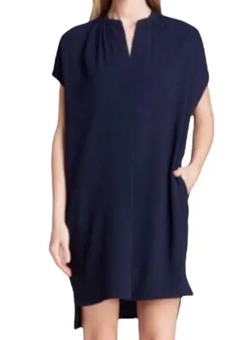 Vince  100% silk V-neck shift Draped Dress Size XS navy blue