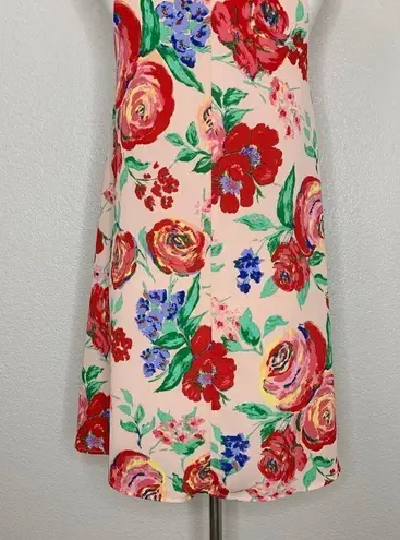 Everly  Pink Floral Mock Neck Dress