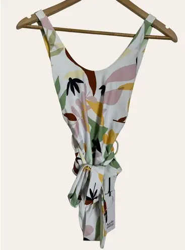 Charlie Holiday Anthropologie Tropical Malibu Belted White One Piece Swimsuit XS
