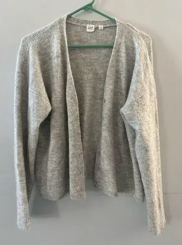 Gap  Sweater Women's Large Heather Gray Cardigan Knit Academia Twee Office