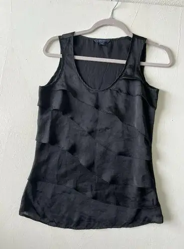 Tommy Hilfiger  silky satin Tank top Blouse XSMALL Black Layers sleeveless